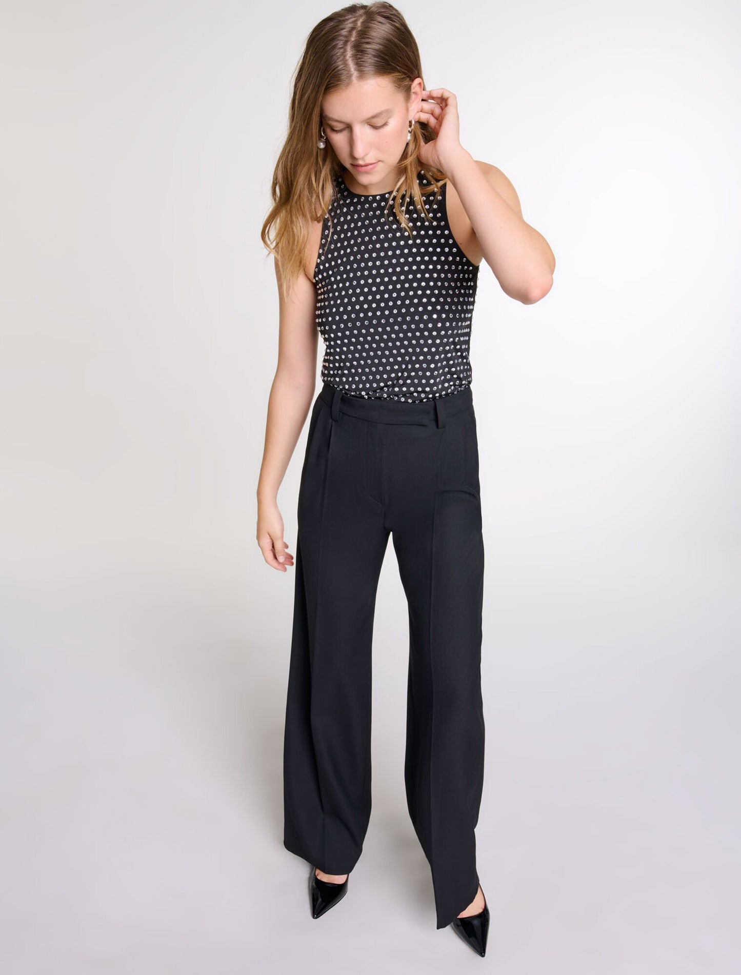 Black-Wide-leg suit trousers