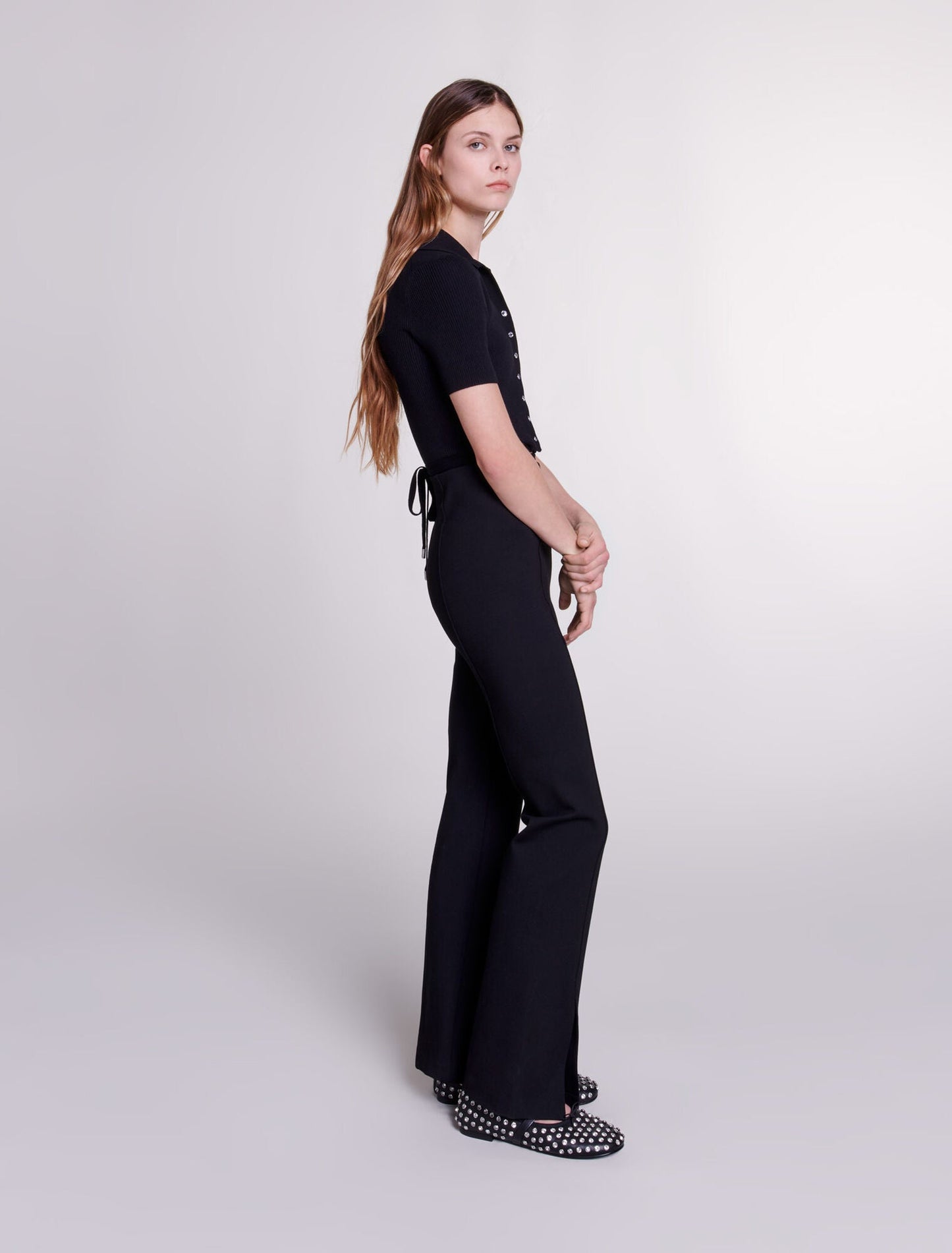 Black  -Slit trousers