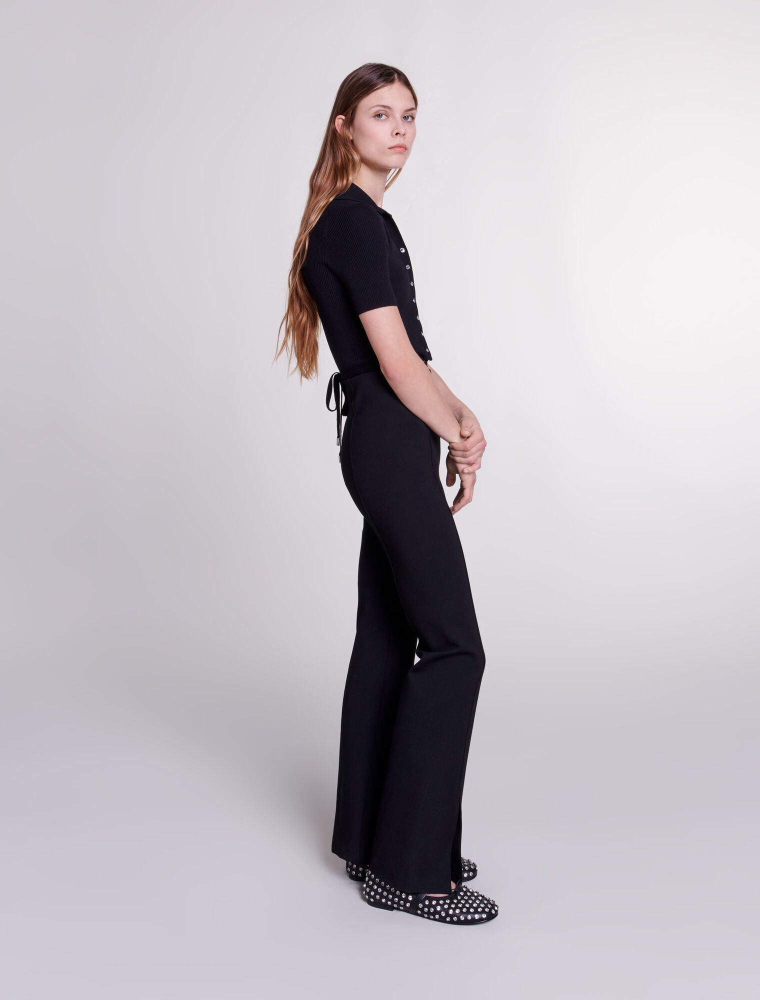 Black  -Slit trousers