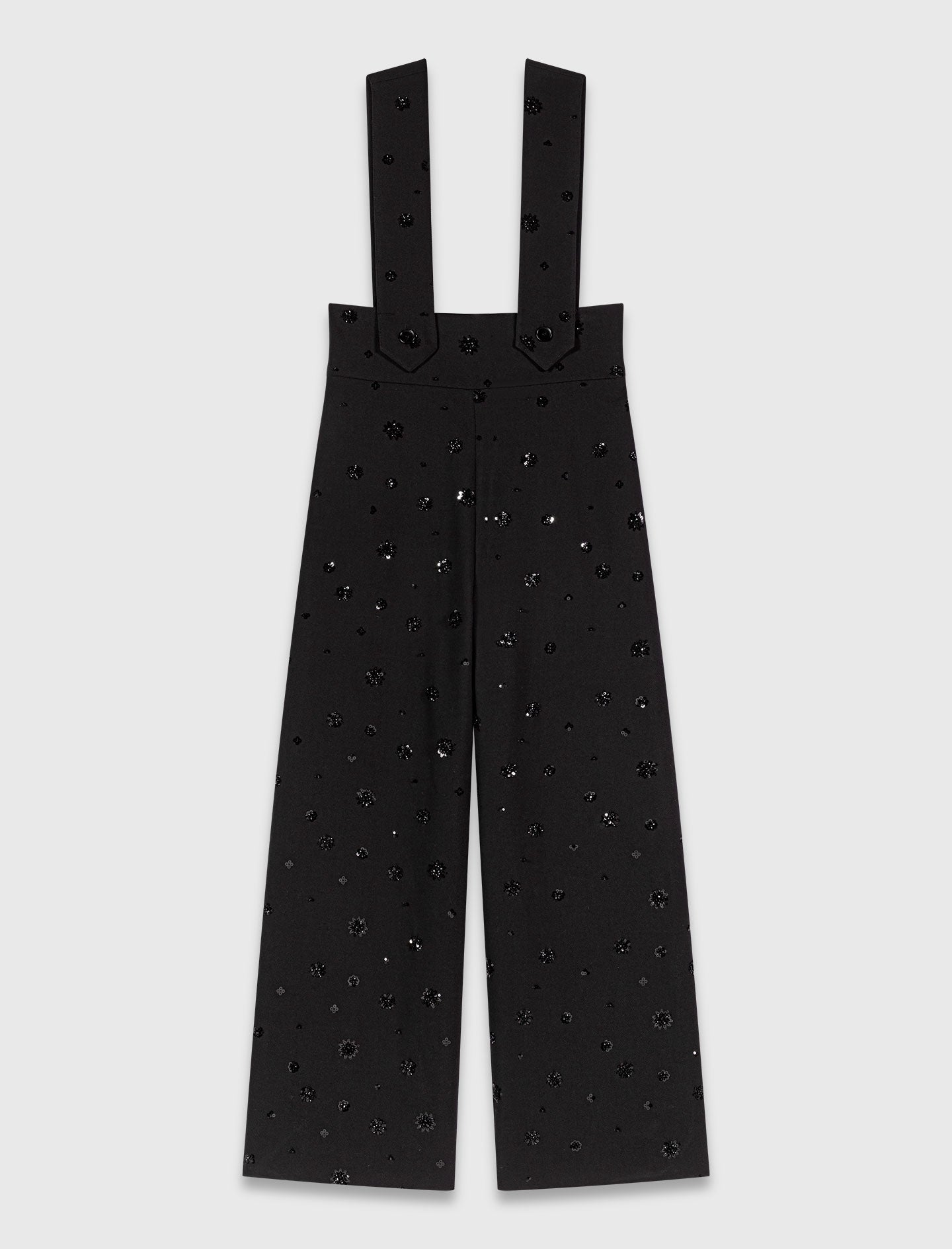 Embroidered trousers with braces Black