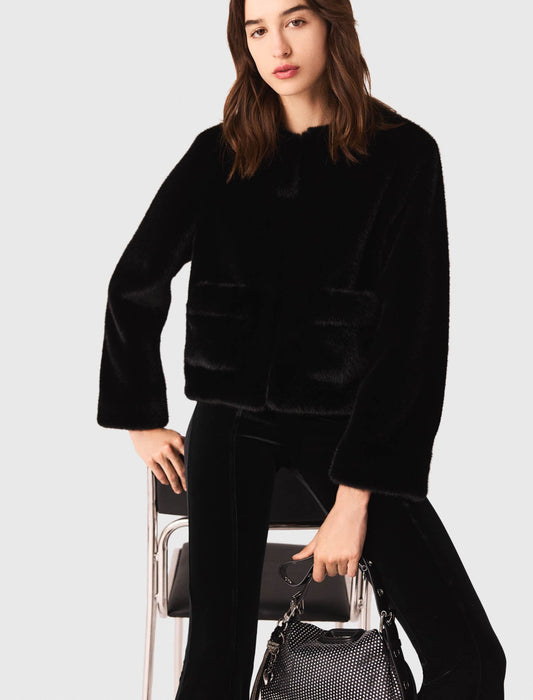 Stretch velour trousers Black