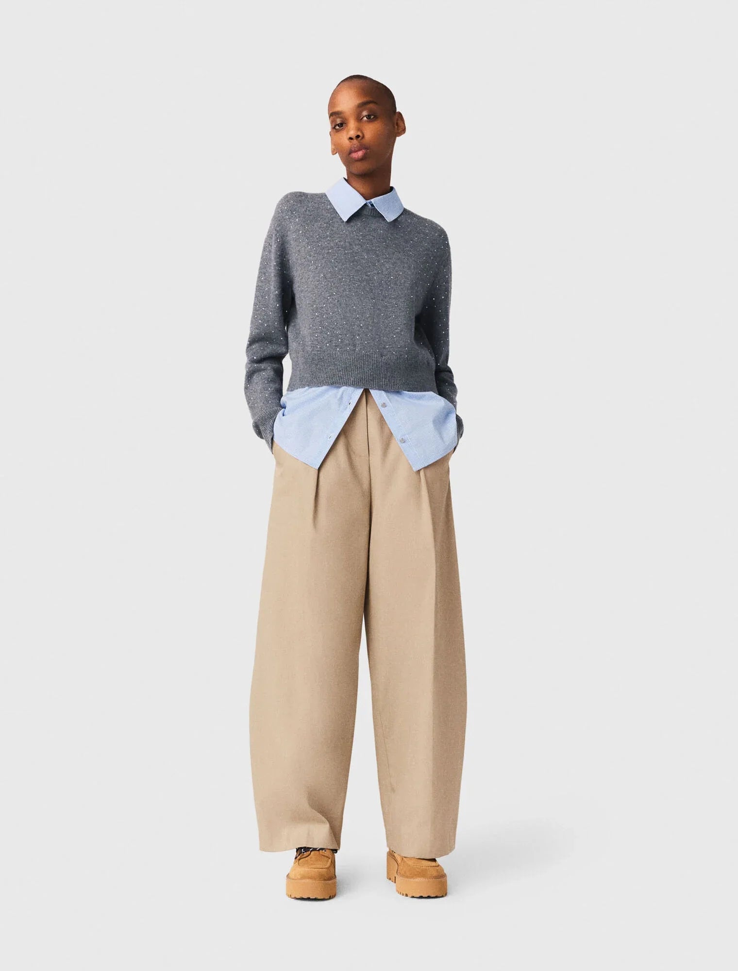 Cotton Balloon Trousers Mastic Beige