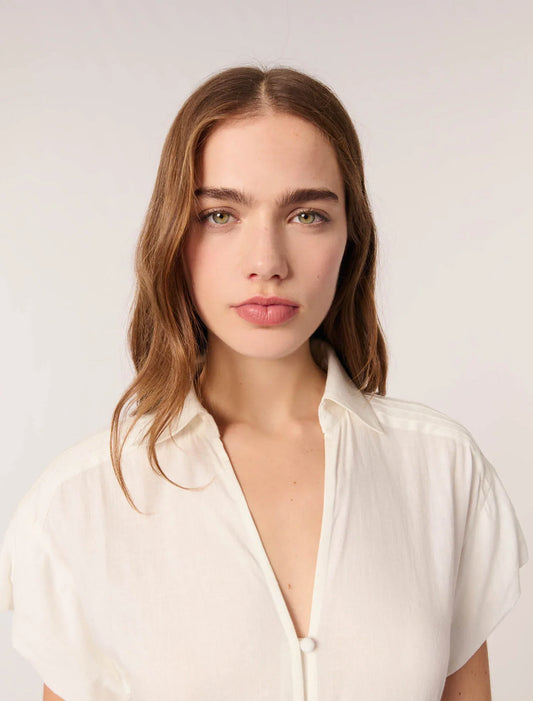 Ecru-Embroidered ruffled maxi dress