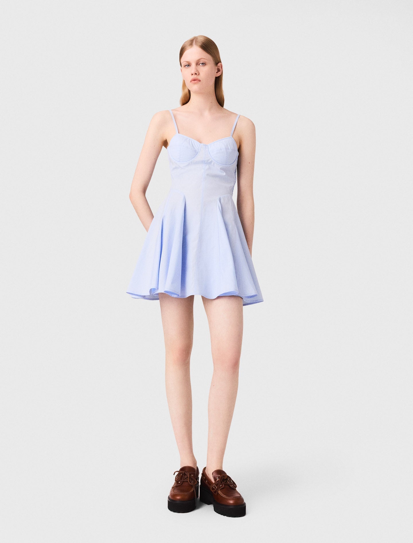 Light Blue featured Short cotton babydoll dress