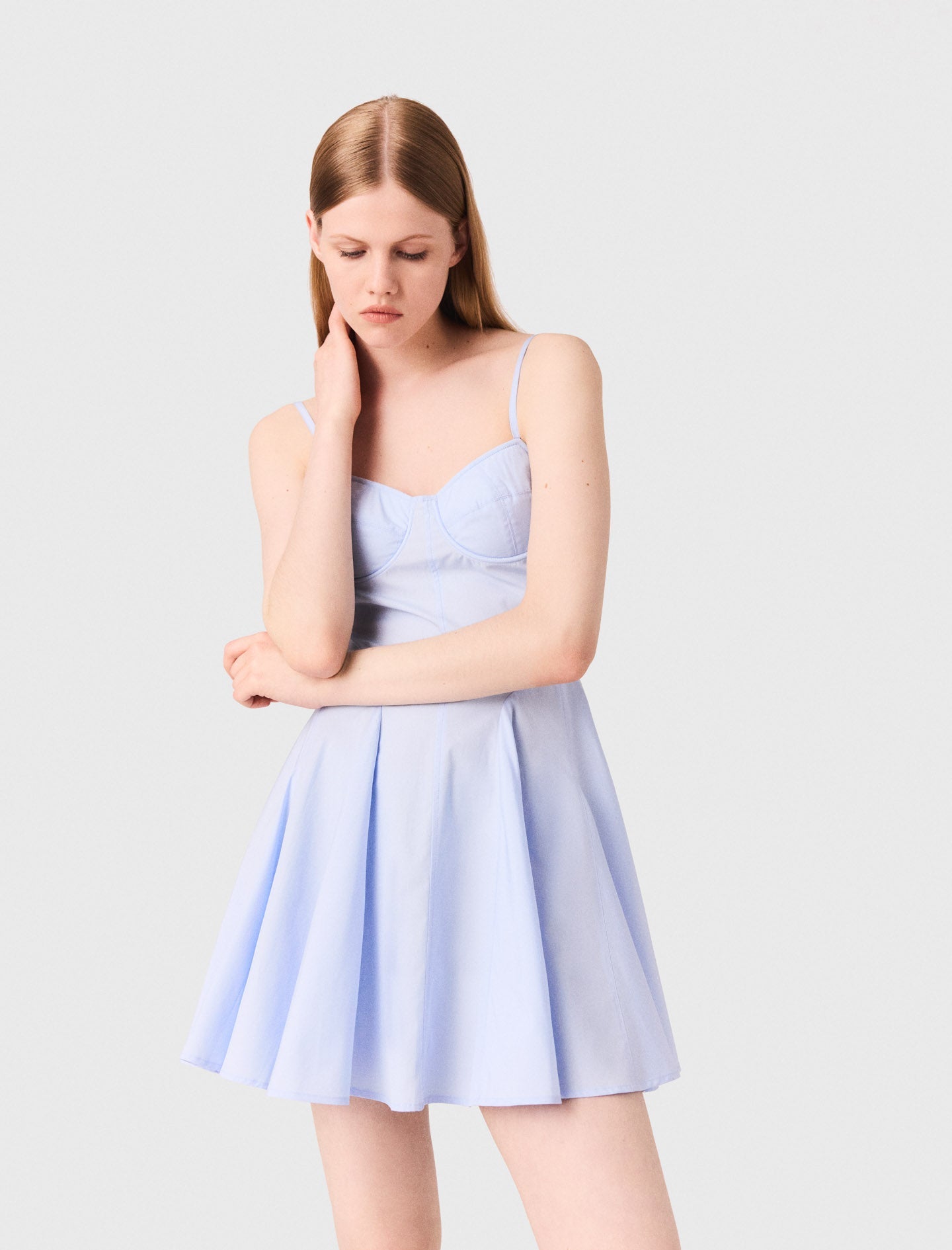 Light Blue Short cotton babydoll dress