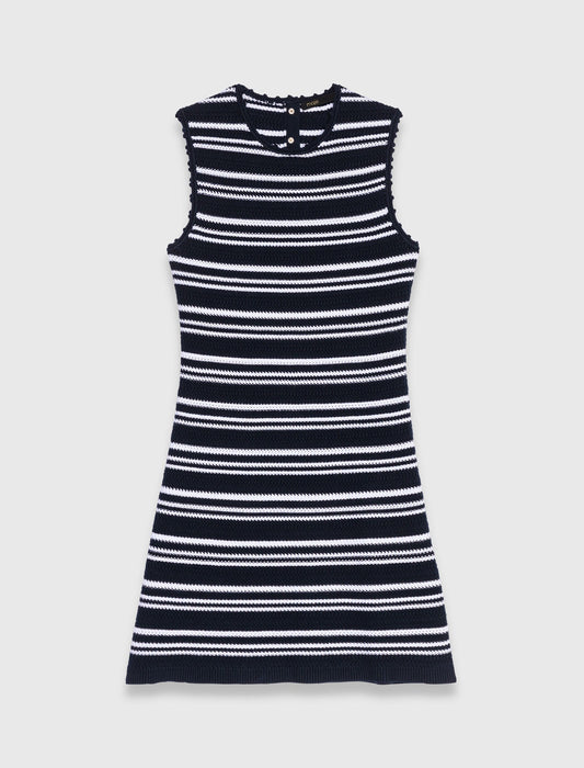 short crochet dress navy white