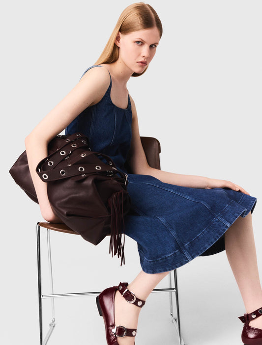 Denim Blue Long denim babydoll dress