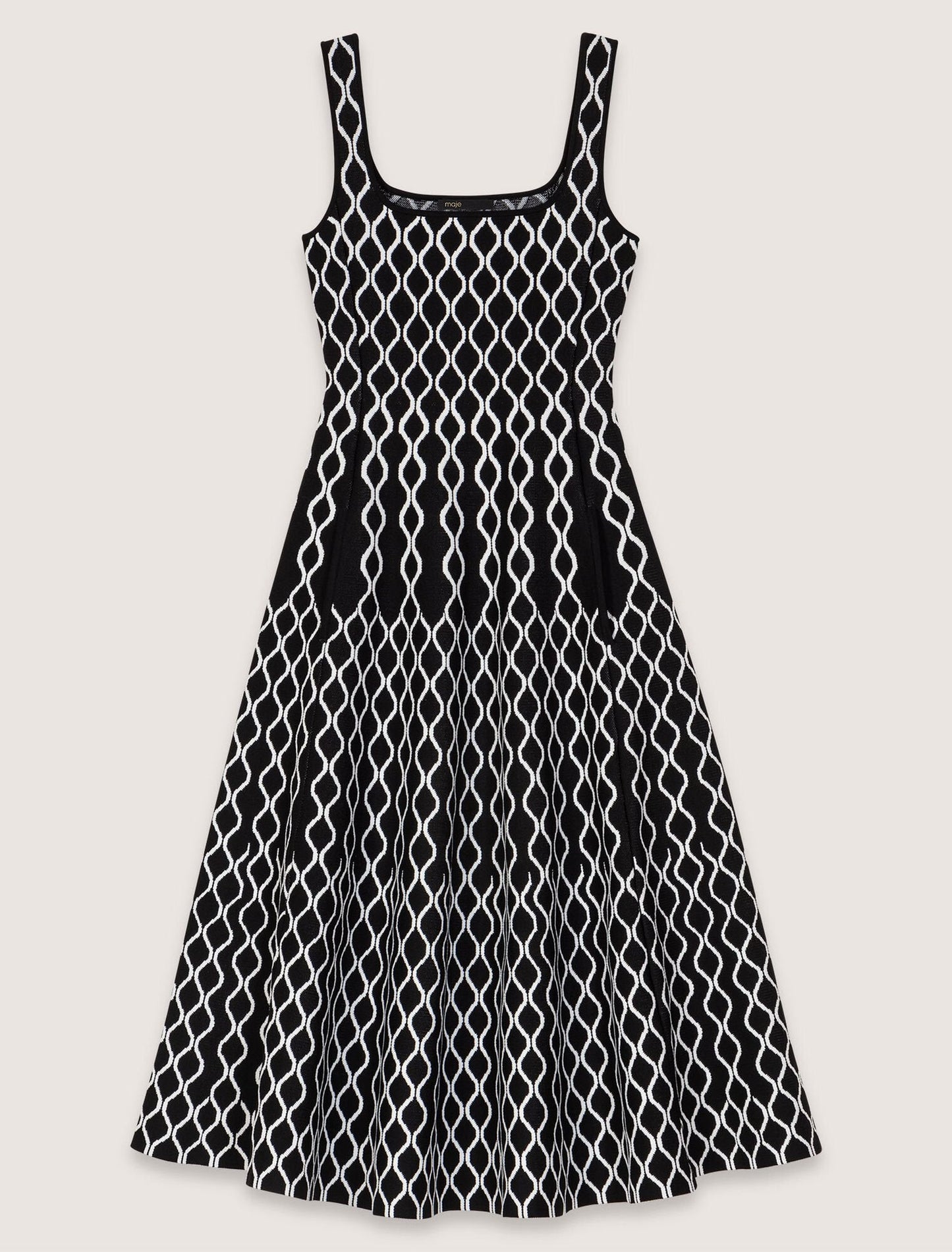 Black / White-Jacquard knit midi dress