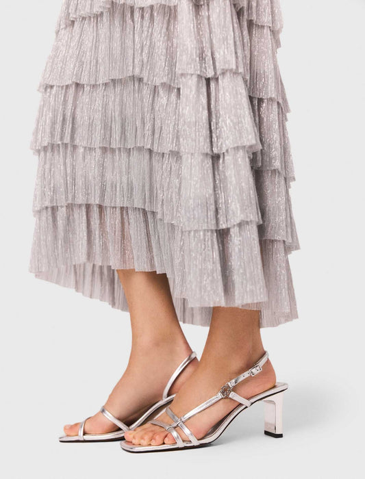 Metallic ruffled midi dress