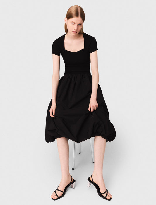 Long mesh and taffeta dress