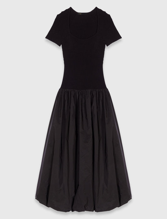 Long mesh and taffeta dress