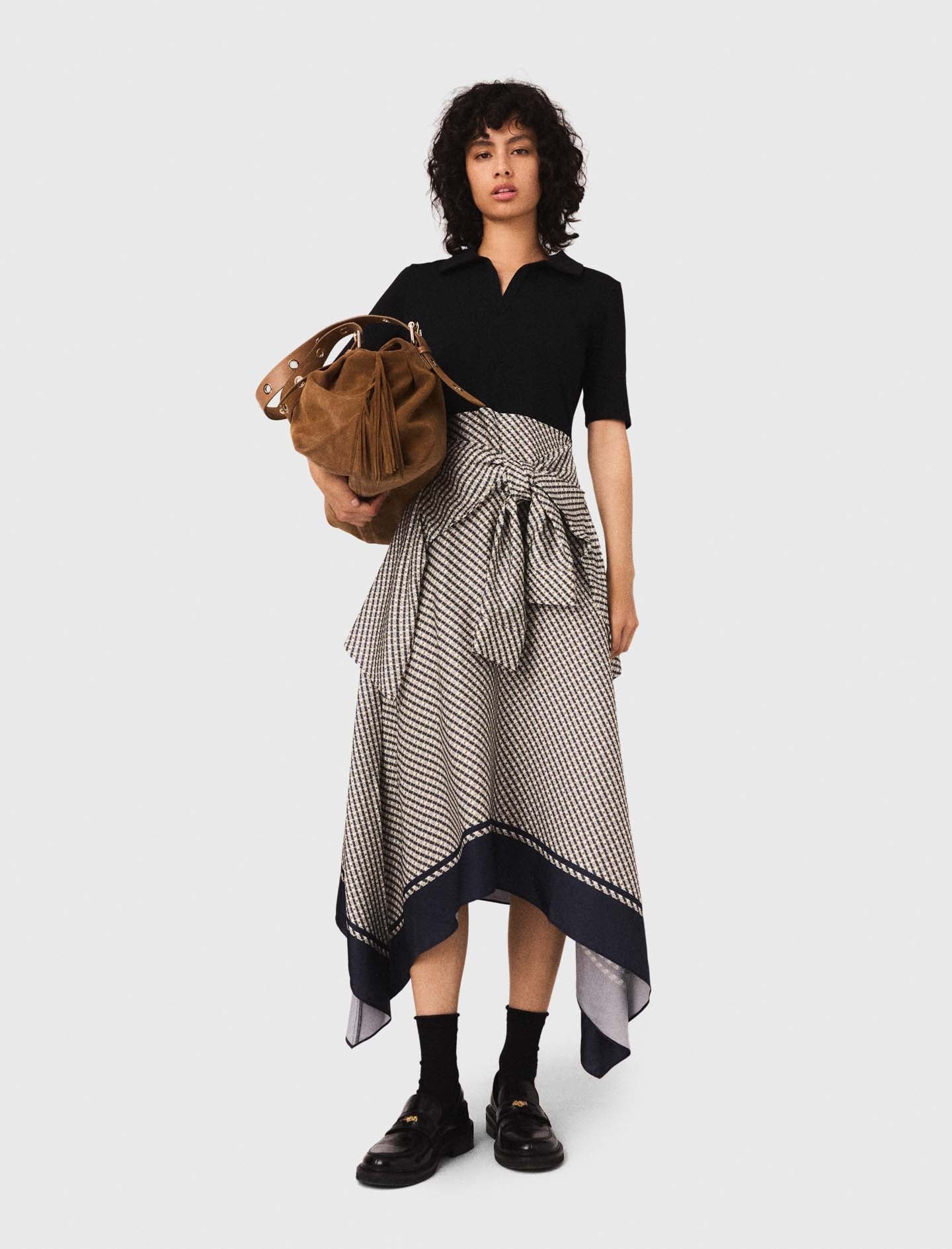 Printed two-tone dress