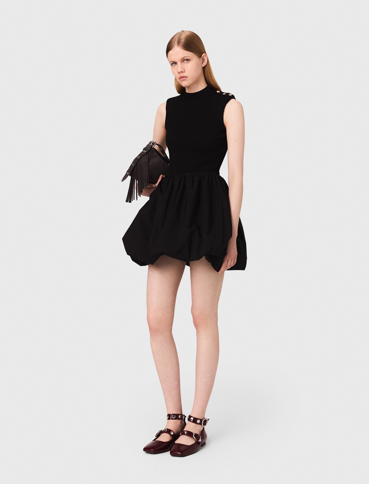 Short mesh and taffeta dress