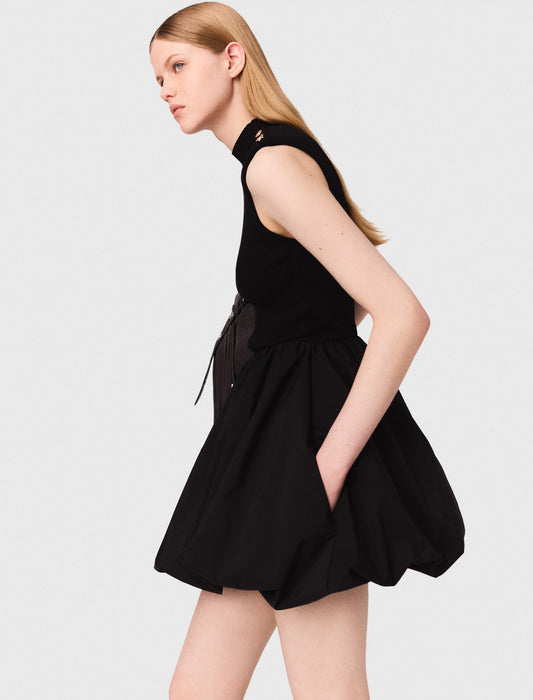 Short mesh and taffeta dress