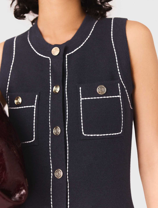 Straight dress in stitched knit