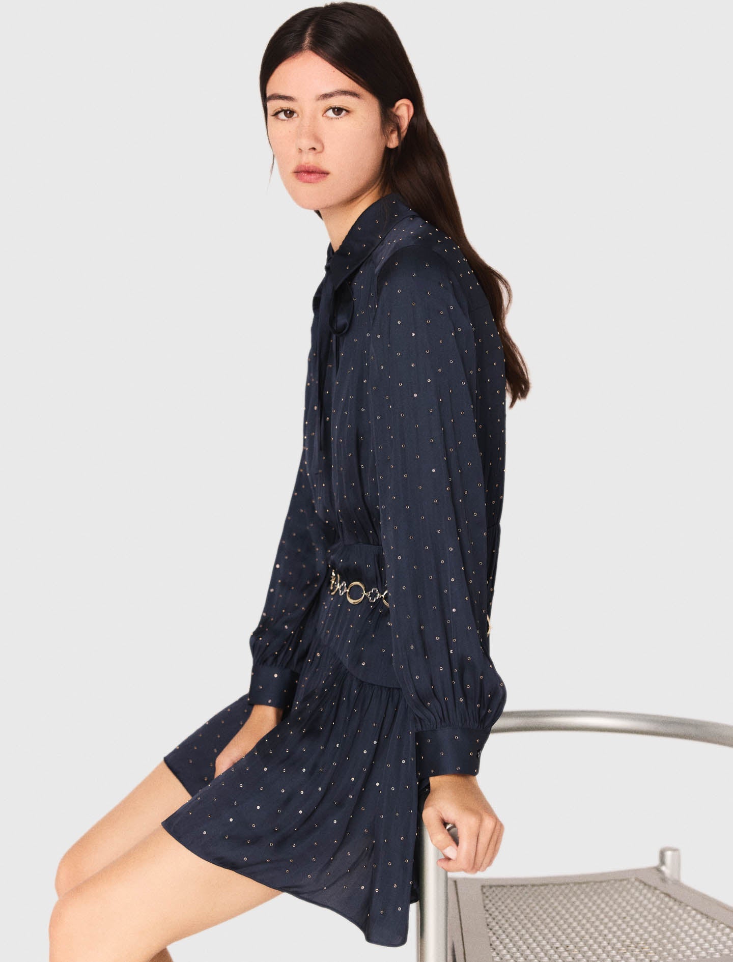 Studded flowing shirt dress