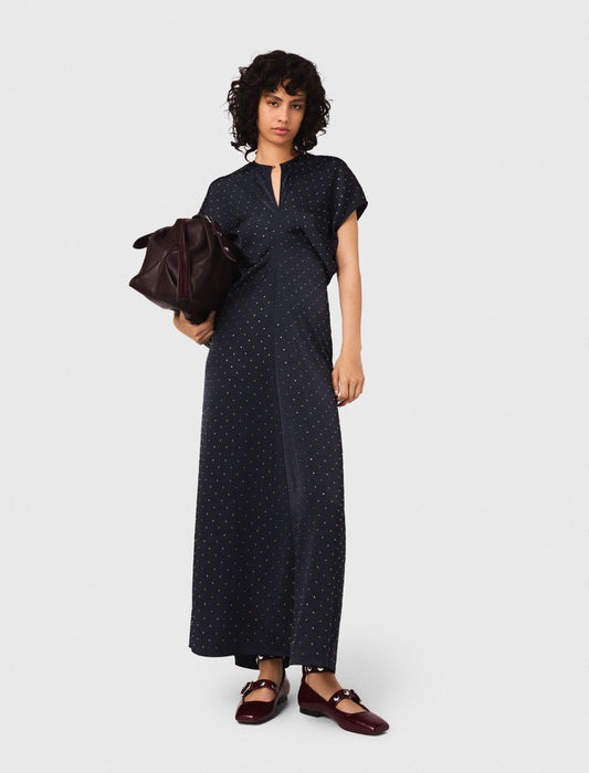 Studded satin maxi dress
