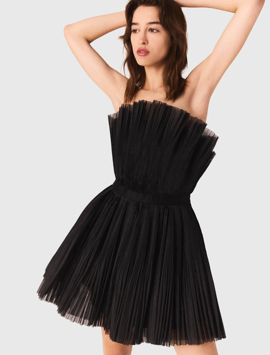 Tulle and organza bustier dress Black