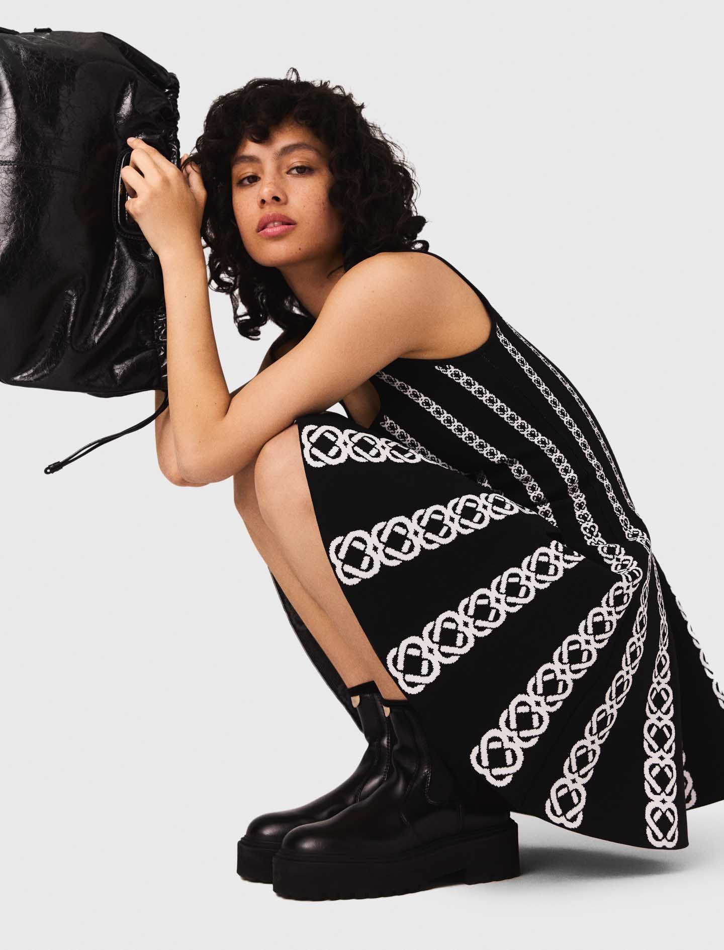 Short jacquard knit dress