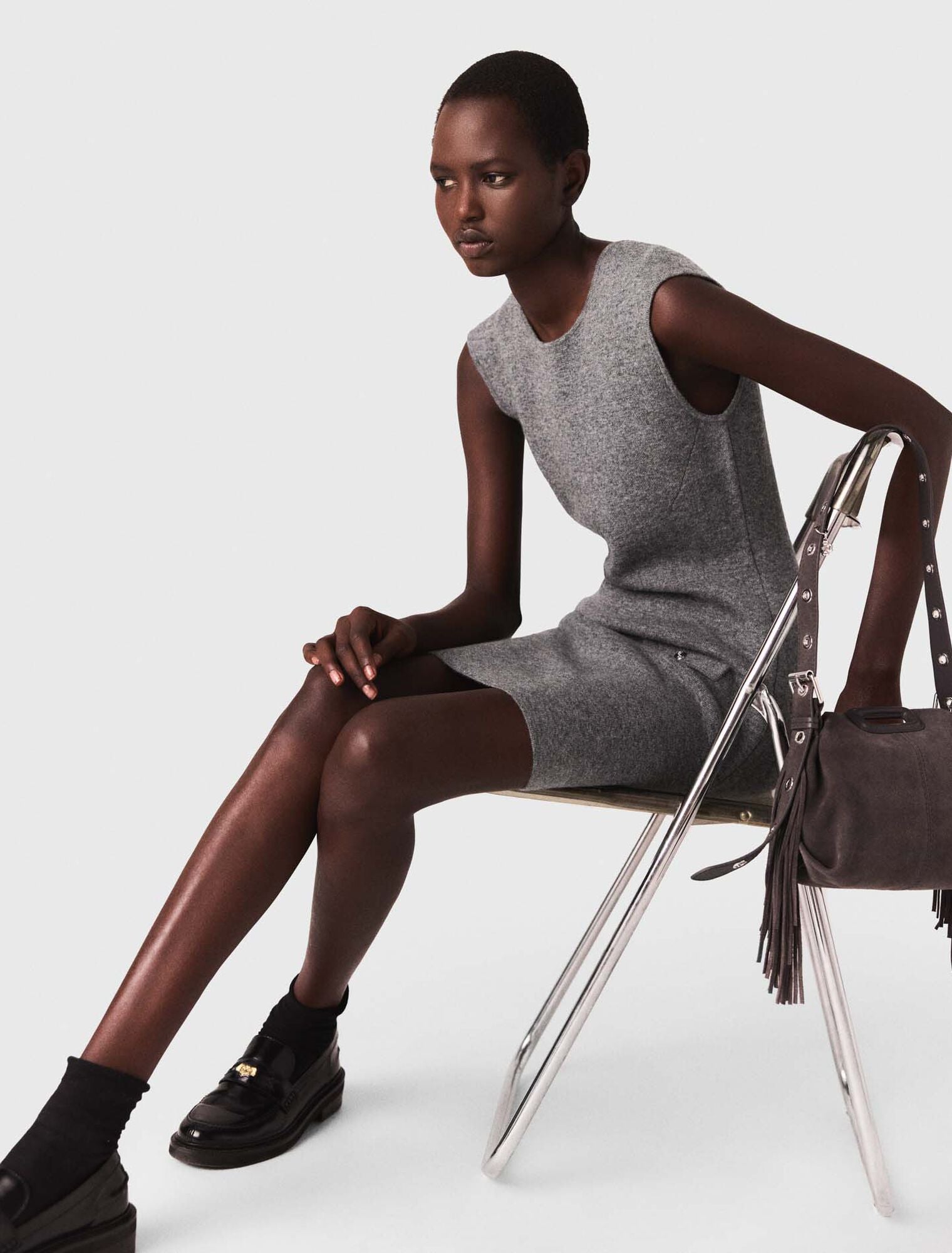 Knit dress with removable jumper