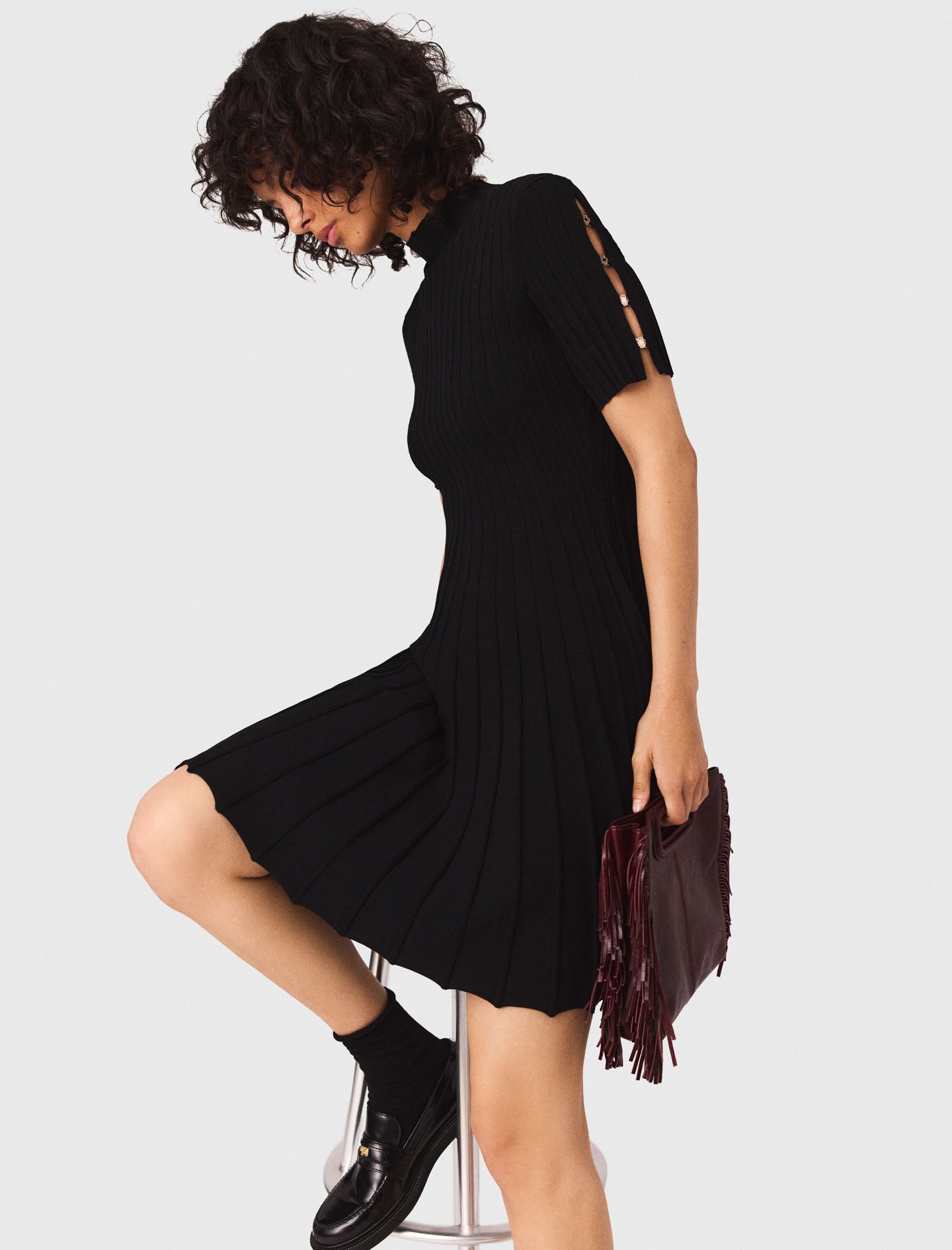 Short knit dress Black