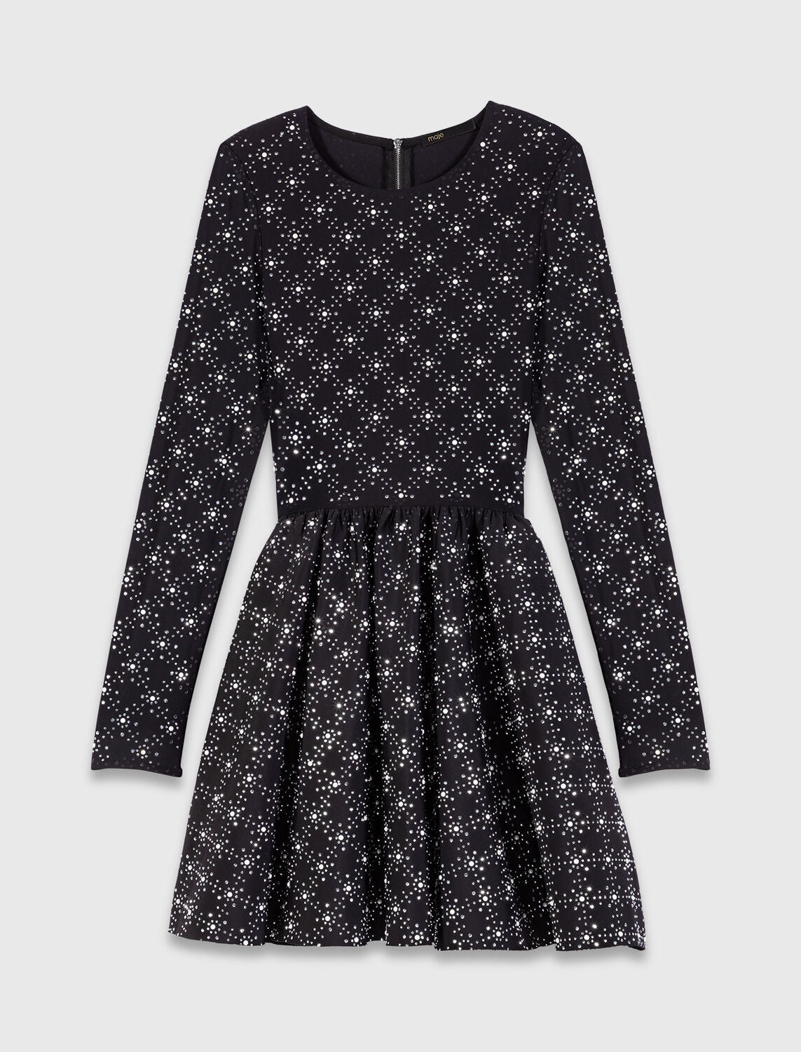 Pearl and rhinestone skater dress Black