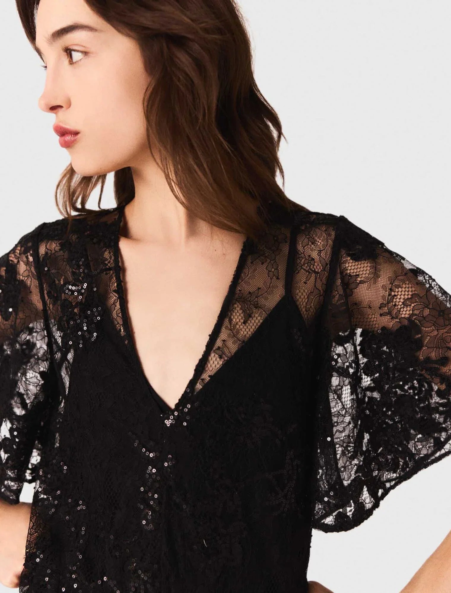 Lace maxi dress Black