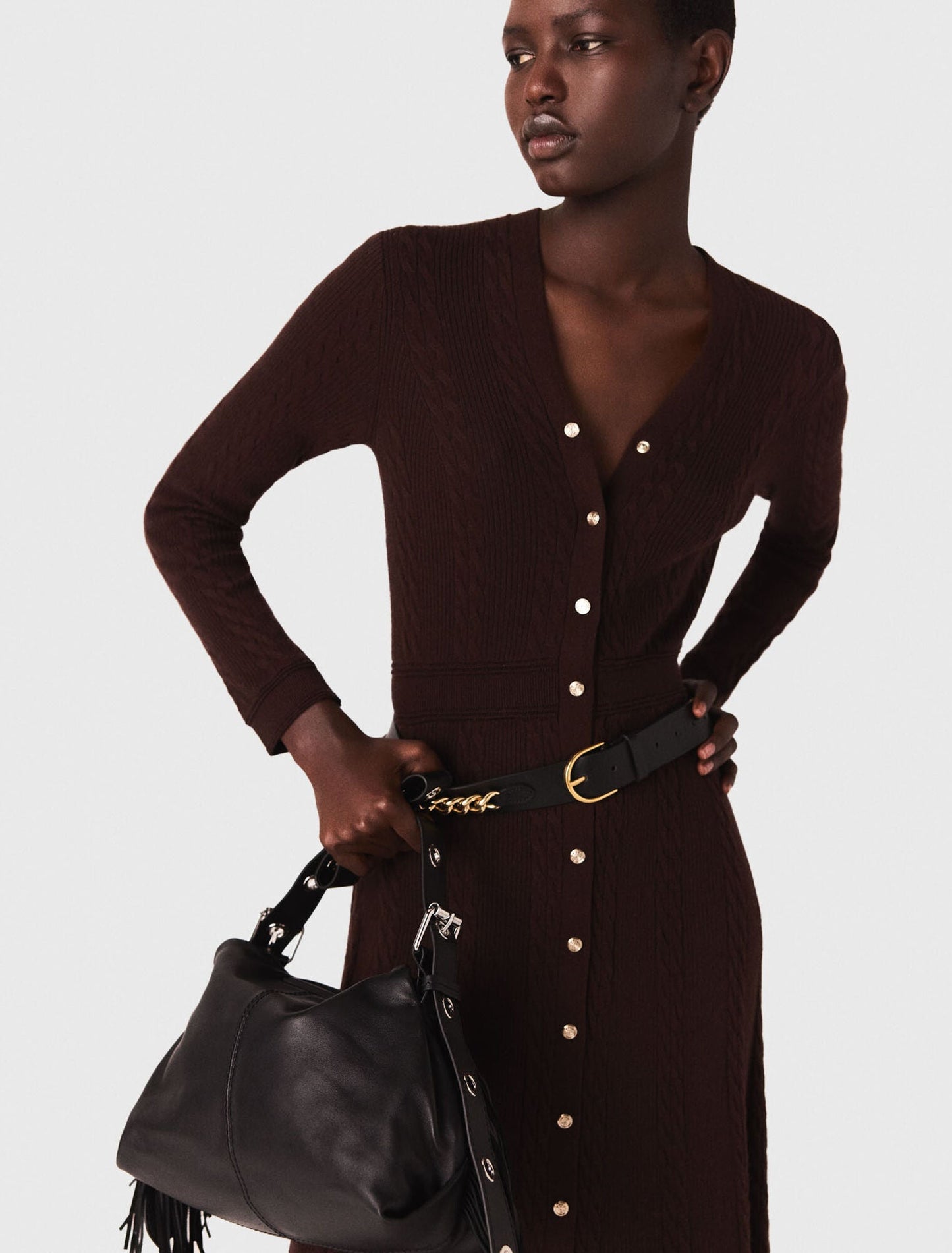 Knit maxi dress with buttons