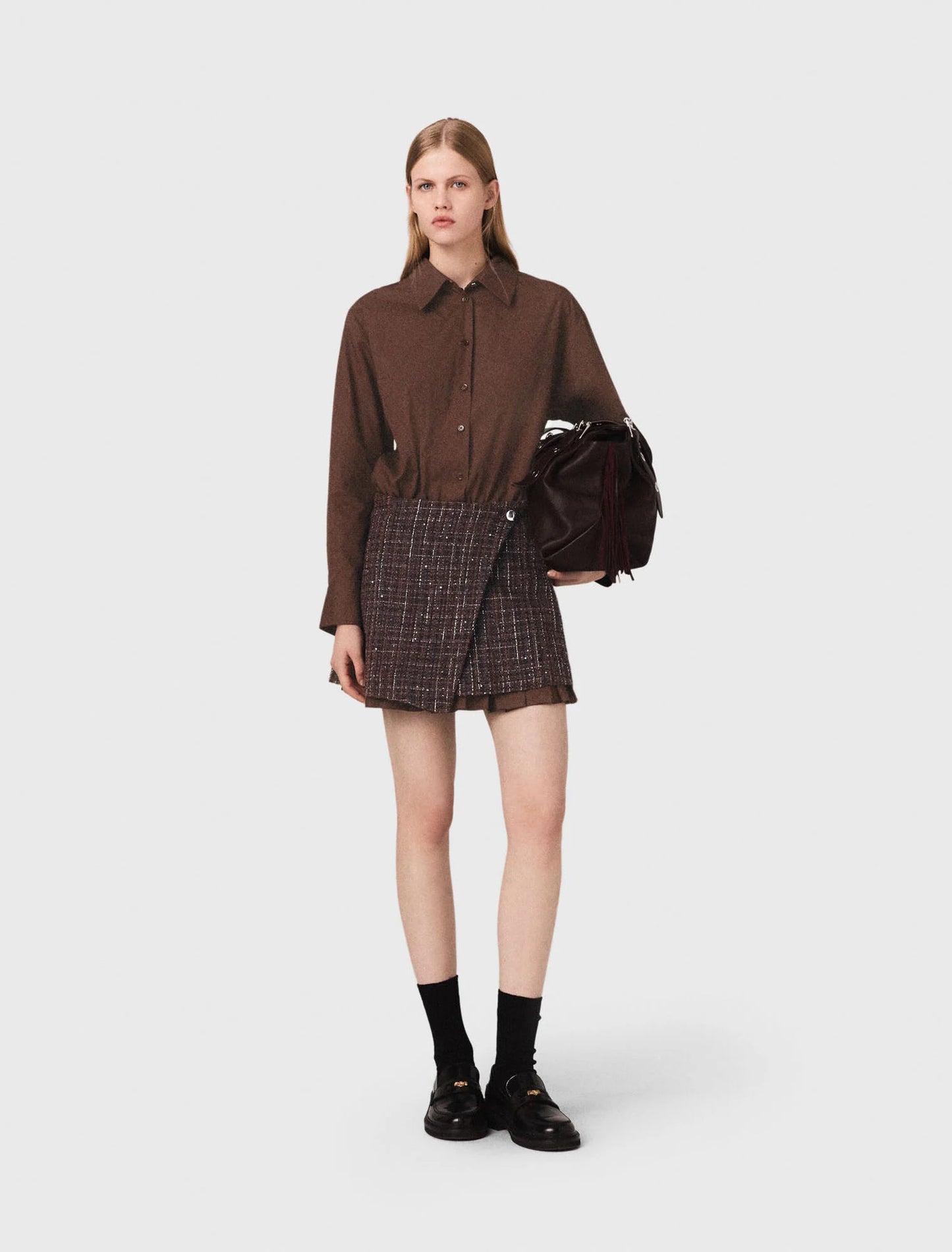 Two-in-one short dress Brown