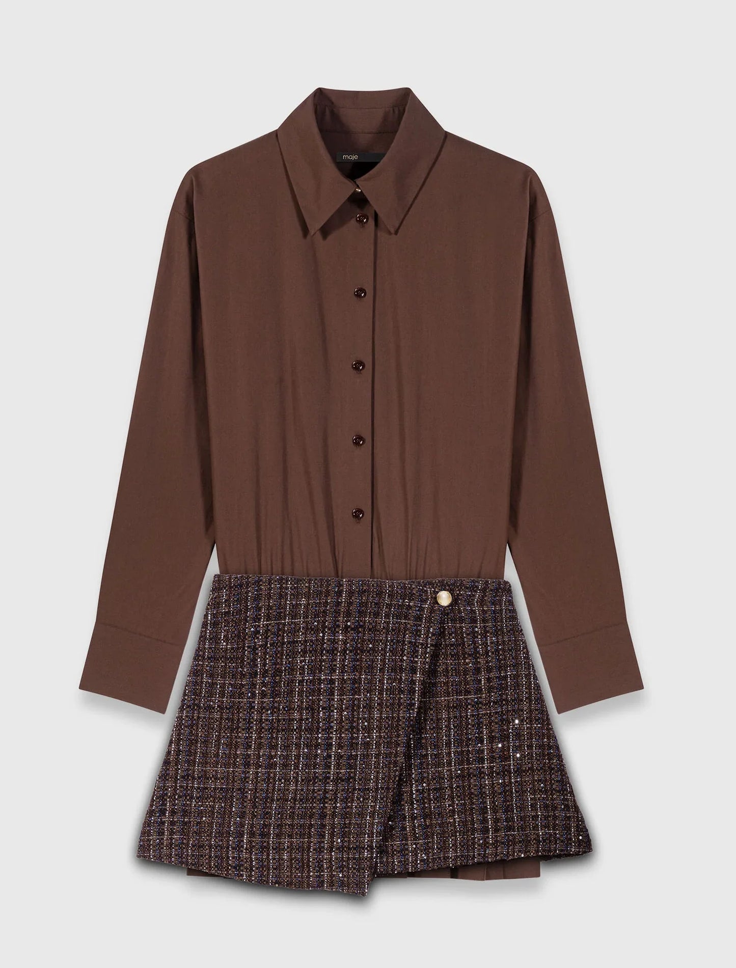 Two-in-one short dress Brown