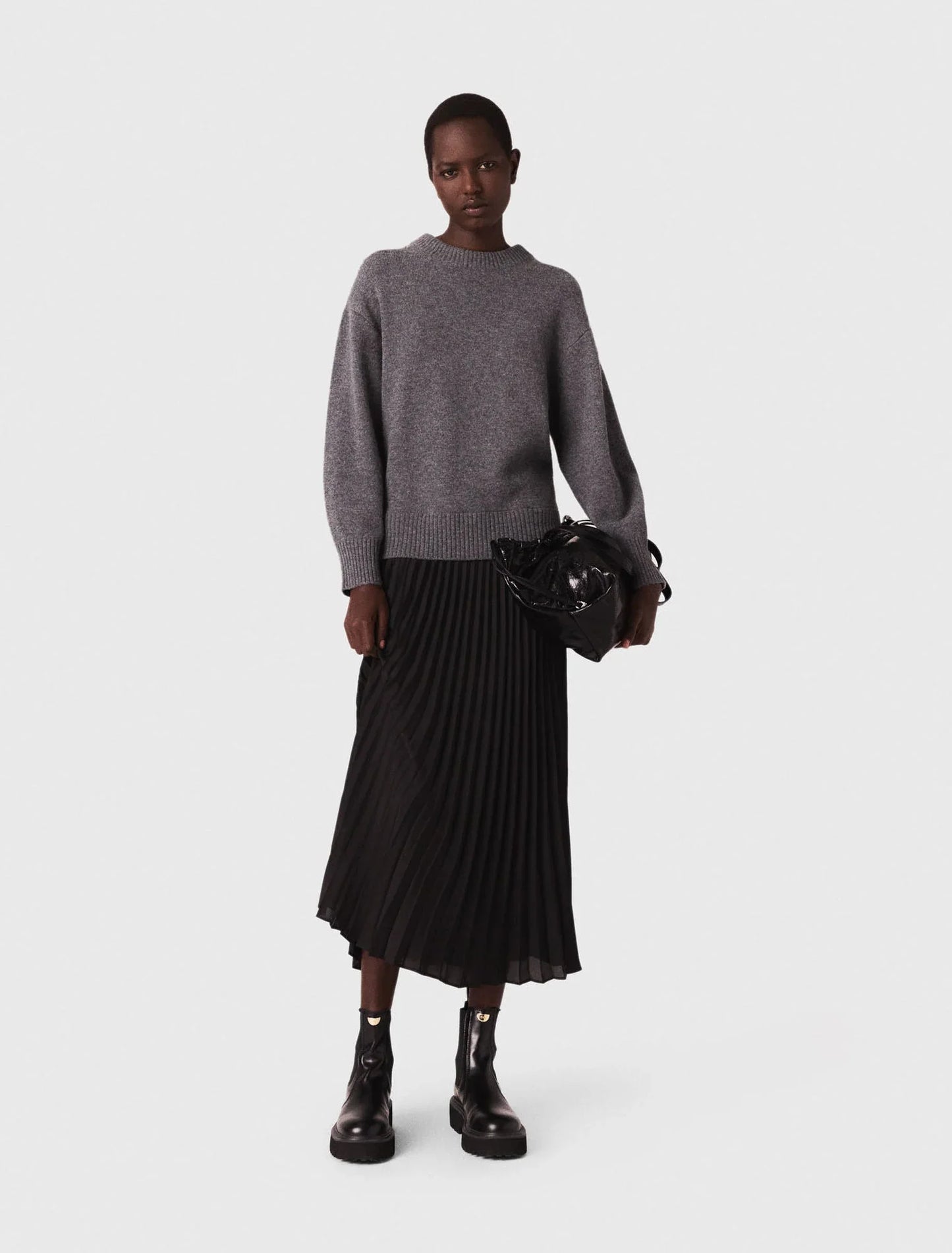 Dual-material maxi dress Grey/Black