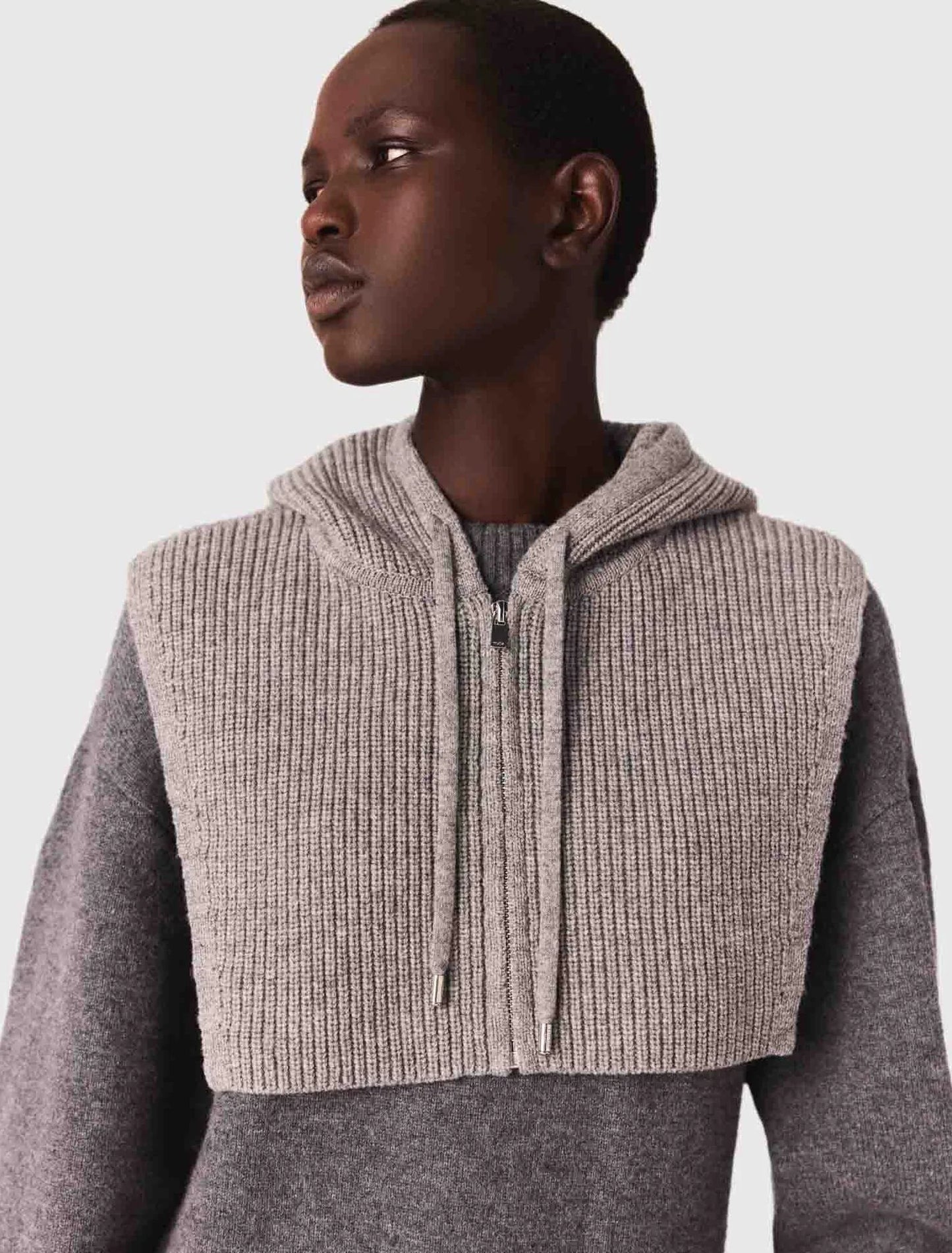 Dual-material maxi dress Grey/Black