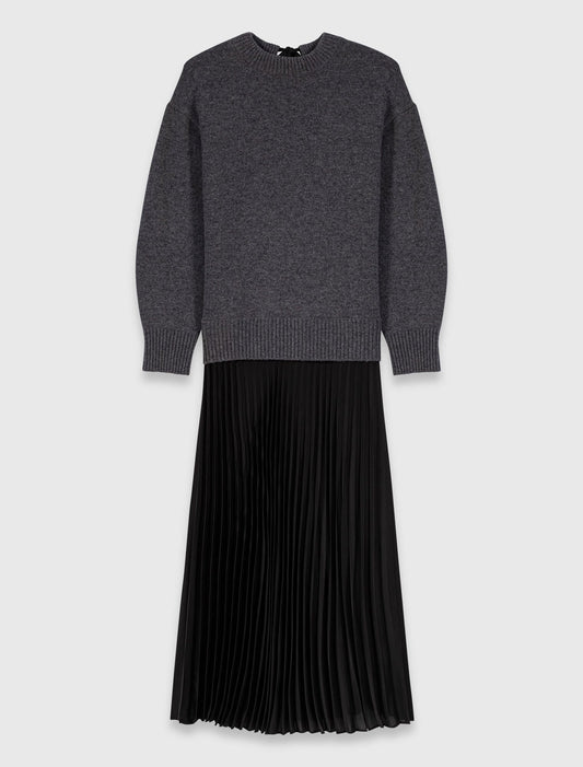 Dual-material maxi dress Grey/Black