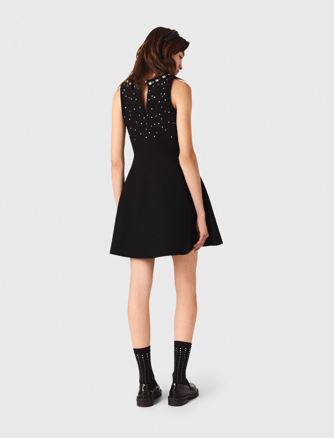 Jewelled skater dress Black