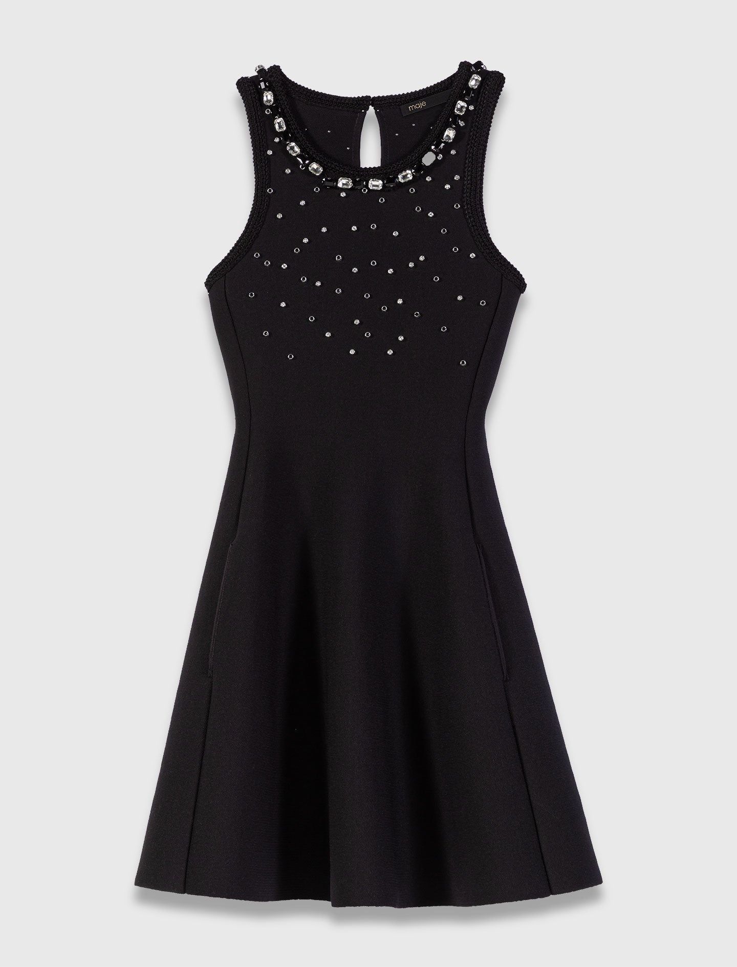 Jewelled skater dress Black