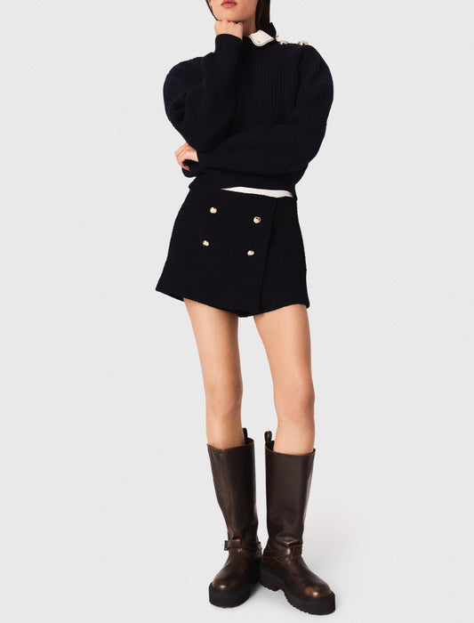 Tweed shorts with contrast band