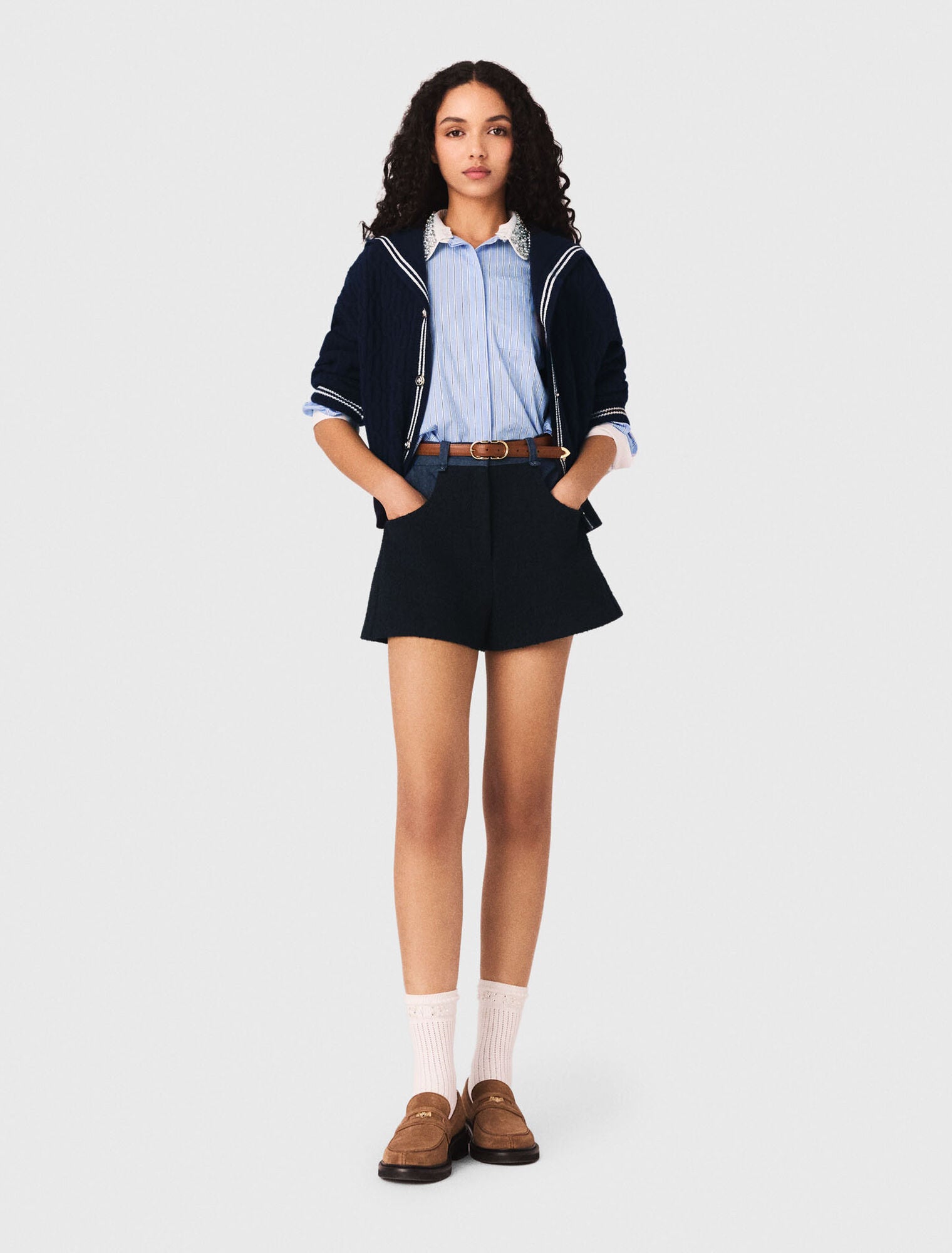 theredthread tweed shorts lace ファッション