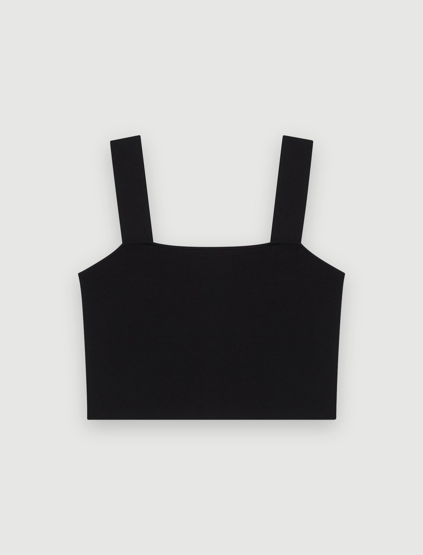 Black KNITTED CROP TOP WITH STRAPS