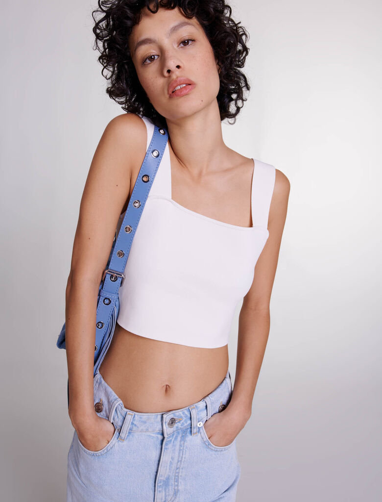 Ecru  -Knit crop top