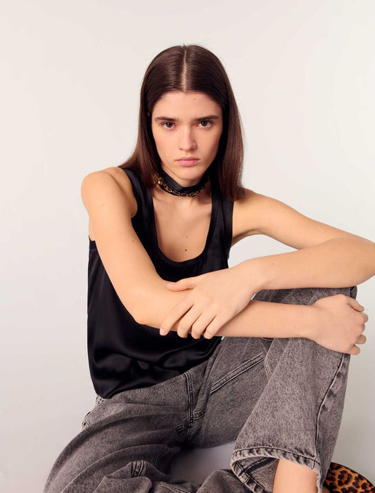 Black-Silk tank top