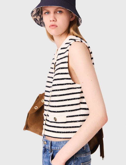 Striped wool blend top