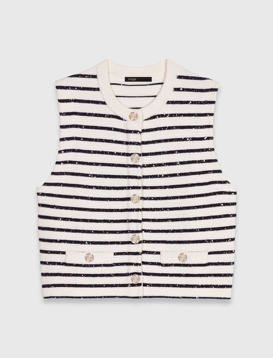 Striped wool blend top