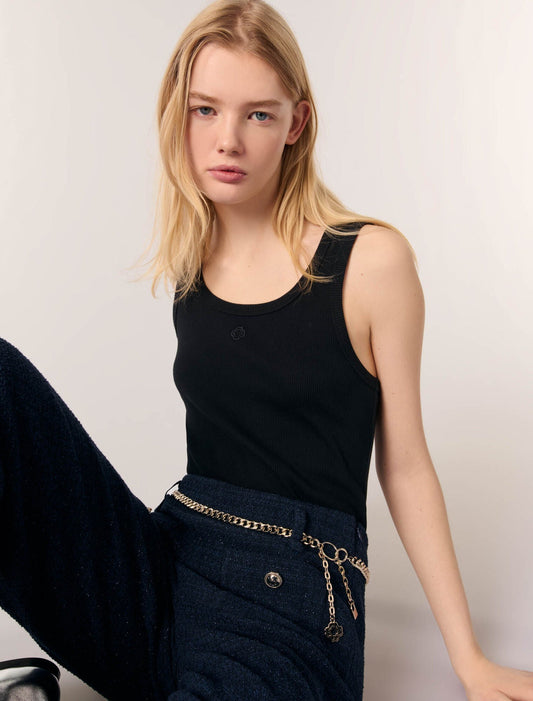 Black-Rib knit tank top