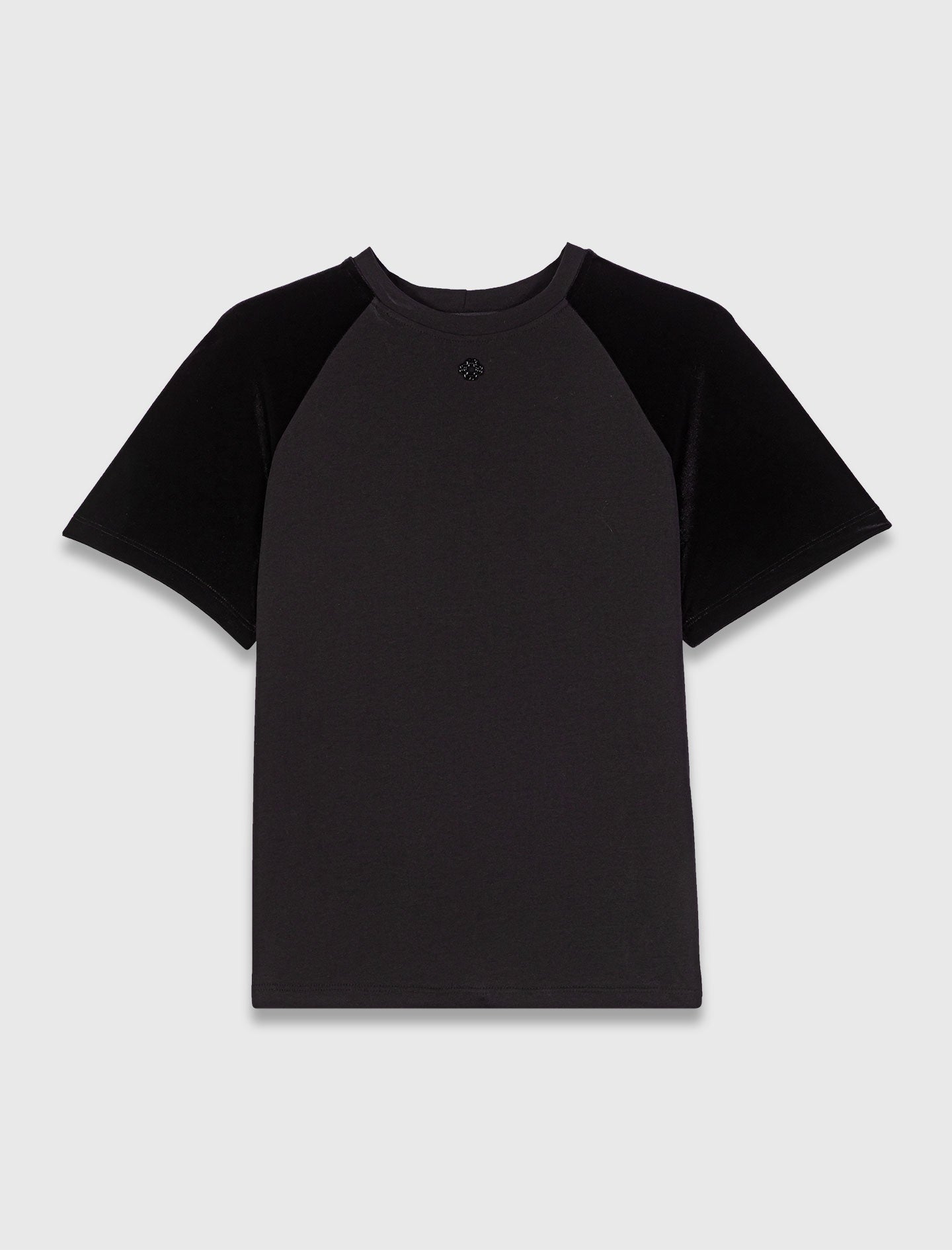 Velvet-sleeved T-shirt Black