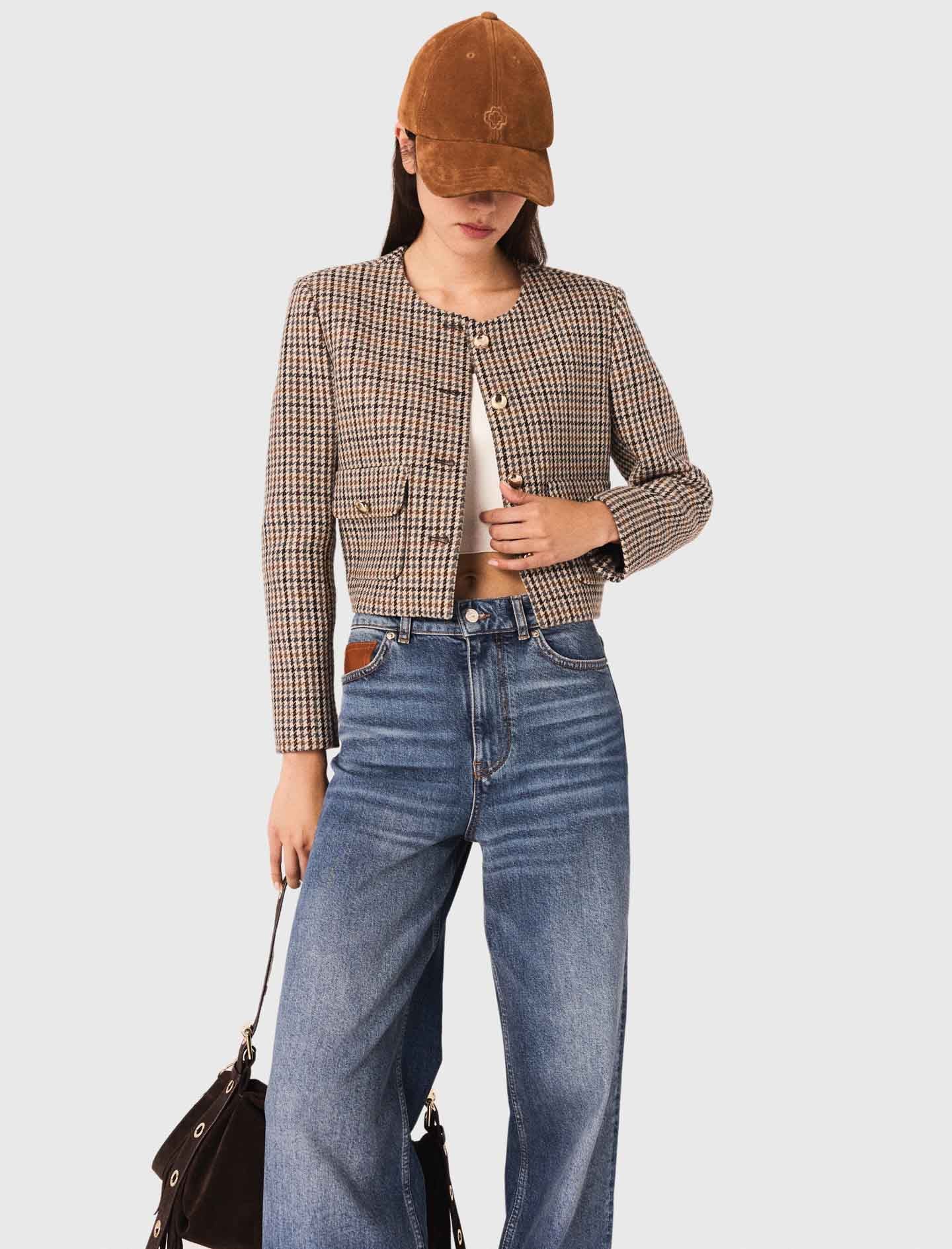 Short checked jacket