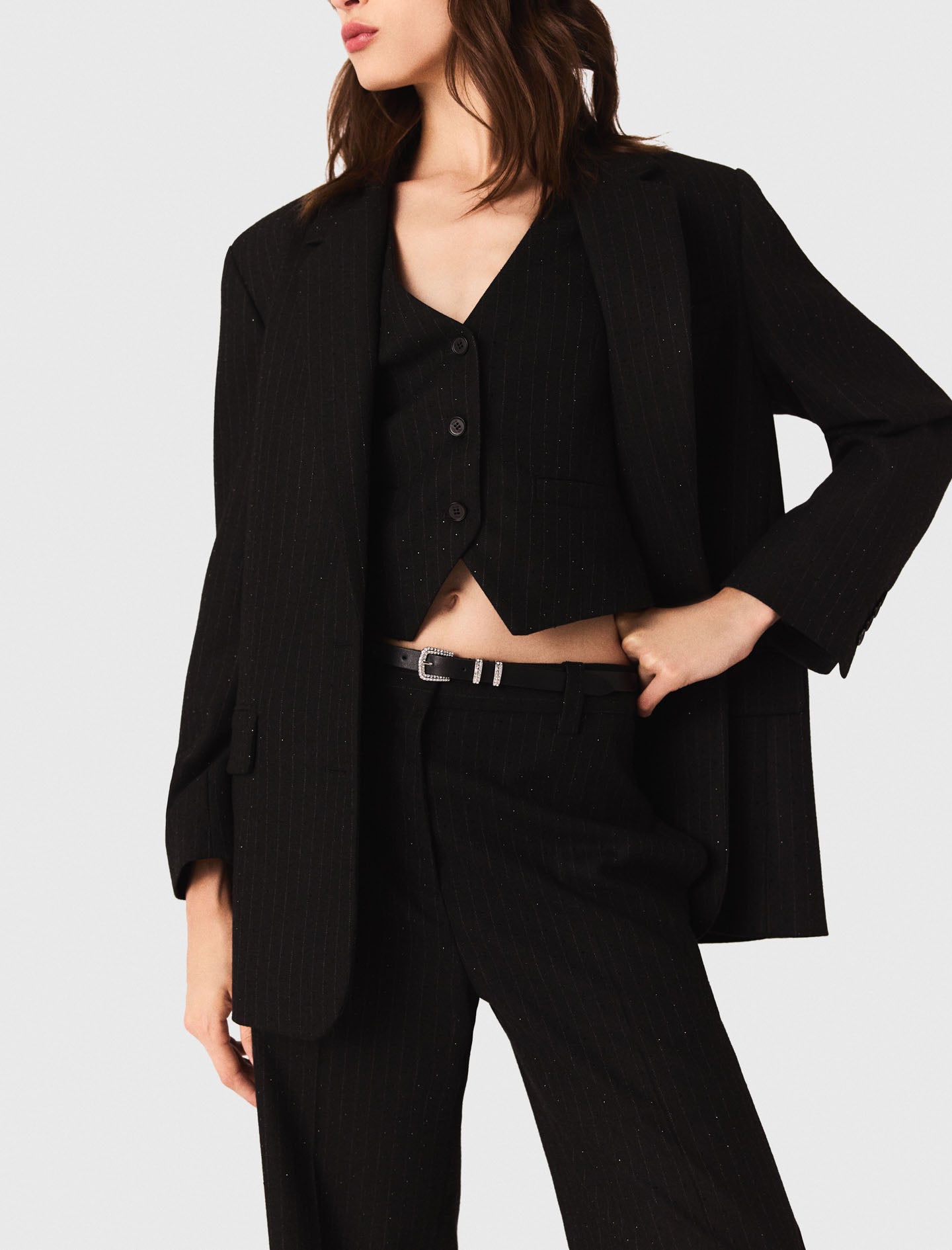 Rhinestone suit jacket Black