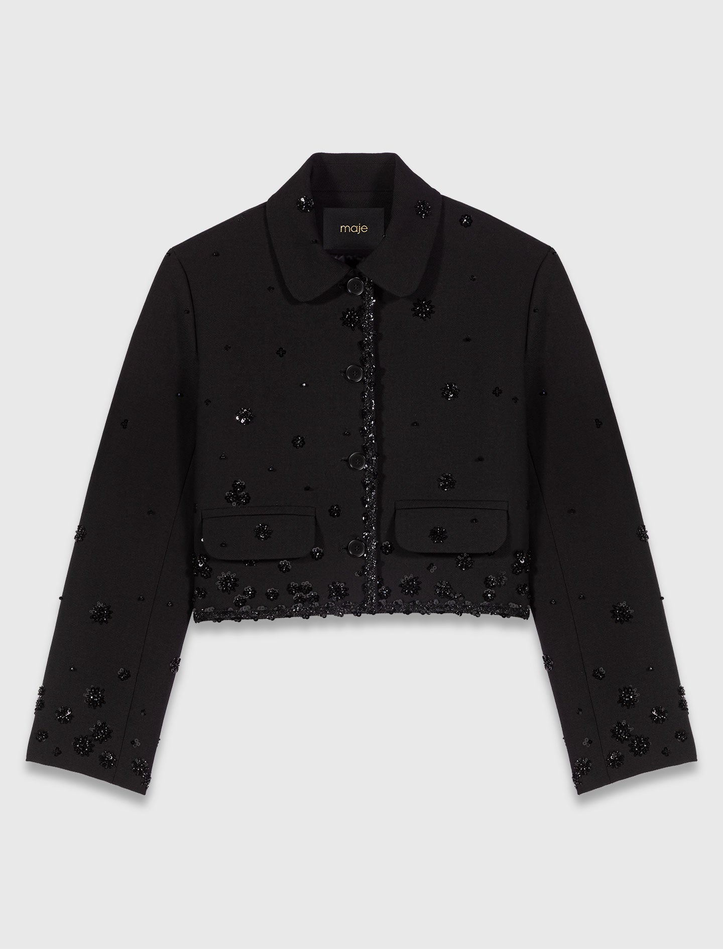 Short embroidered jacket Black