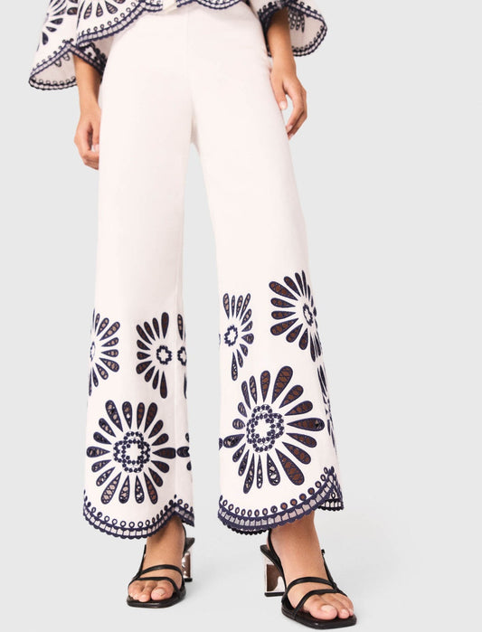 Trousers with crochet detail