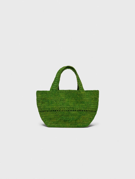 Natural raffia mini shopping bag