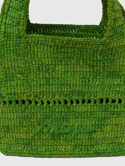Natural raffia mini shopping bag